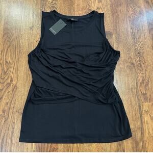 Eloquii Women's Ruched Overlay Detail Knit Tank Top Black Size 14/16 NWT